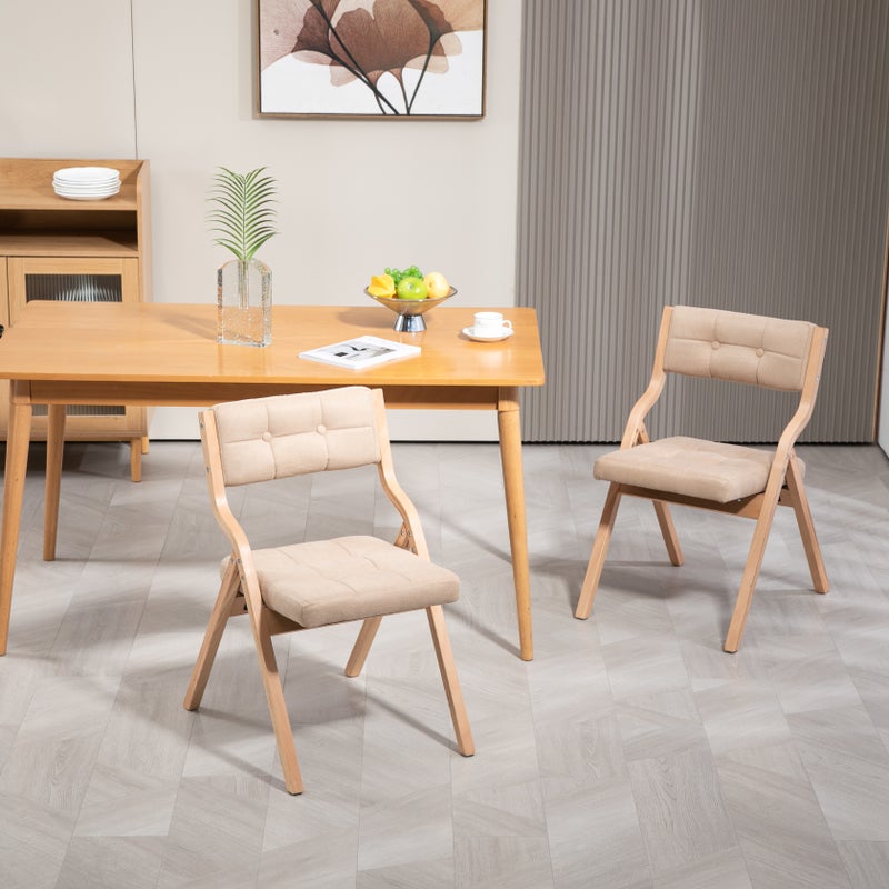 Krzesła składane HOMEFUN z poduszką, drewniane wyściełane krzesła składane 2 szt, przenośne i składane składane krzesło do jadalni dla gości Kuchnia