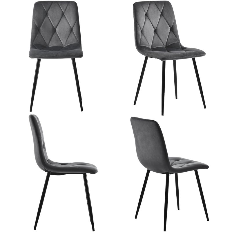 Krzesło do jadalni (4 sztuki), ciemnoszary, zestaw 4 krzeseł tapicerowanych, krzesło designerskie, krzesło do jadalni z aksamitu diagonalnego