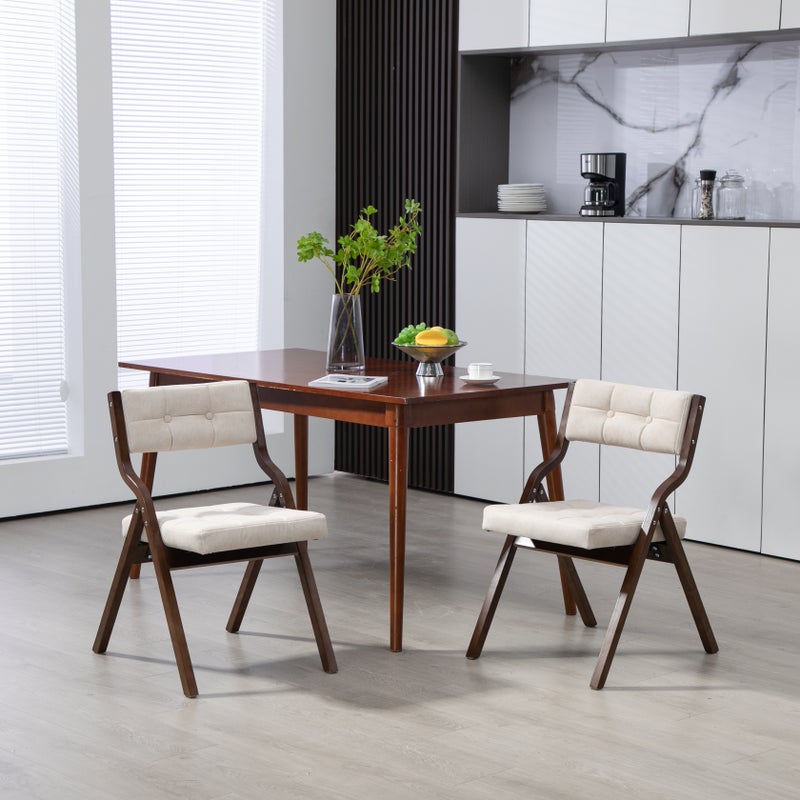 Krzesła składane HOMEFUN z poduszką, drewniane wyściełane krzesła składane 2 szt, przenośne i składane składane krzesło do jadalni dla gości Kuchnia