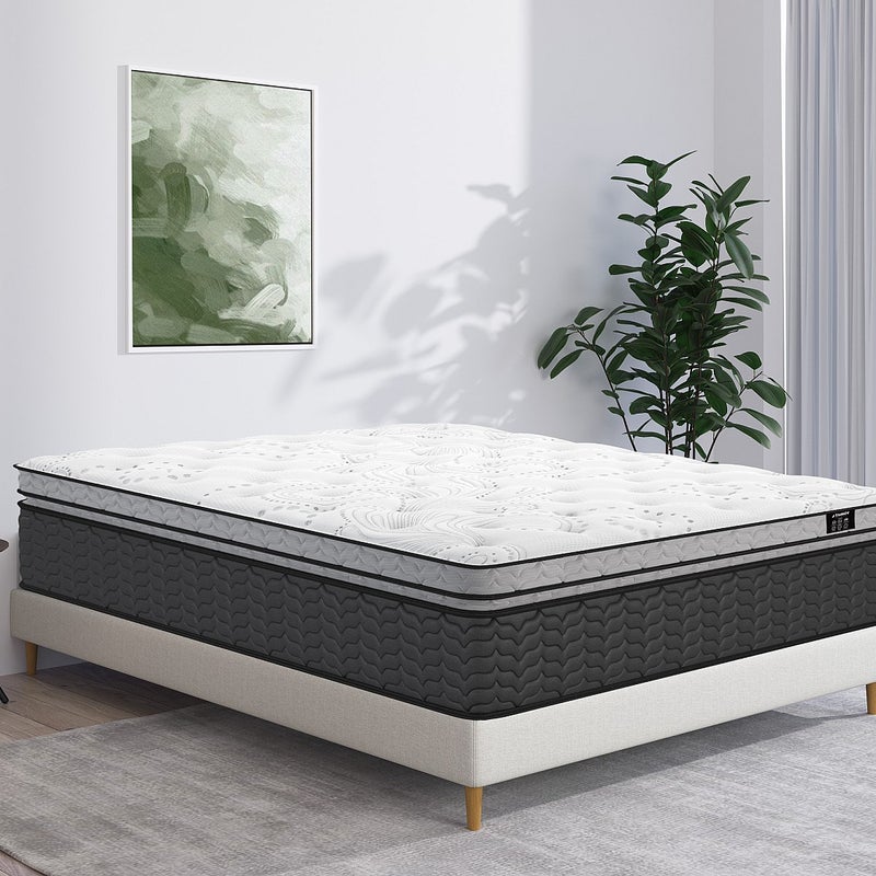 Materac 200 x 200 cm hybrydowy sprężyny kieszeniowe i zintegrowany nakładka grubość 30cm - GAMIANI od YSMÉE