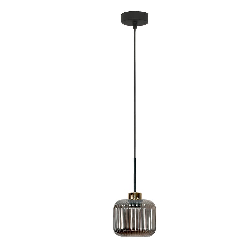 Lampa wisząca pojedyncza czarna do jadalni KORN grafitowy klosze E27 Edylit