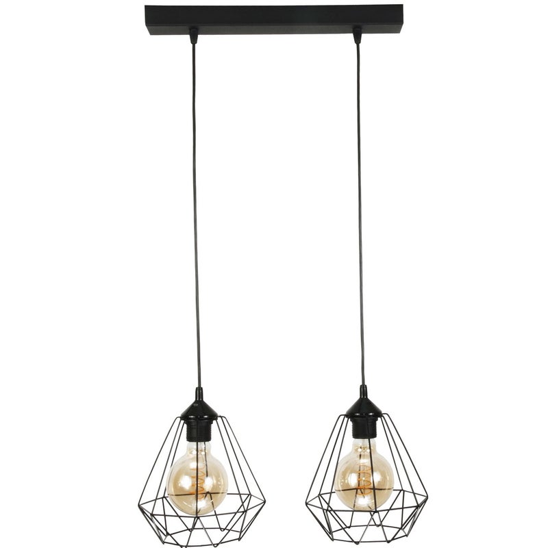 Lampa wisząca czarna loft industrialna do kuchni i jadalni TARIS 2xE27 Edylit