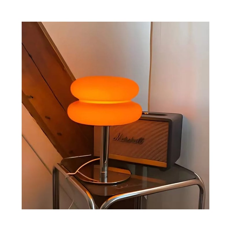 Lampa biurkowa LED retro szklana vintage, lampka nocna dekoracyjna, nowoczesny design, światło USB pomarańczowa, oświetlenie ambient