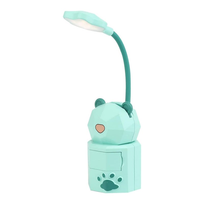 Lampka nocna USB z motywem kreskówek, ładowalna lampka nocna LED, zielony kształt misia, lampka nocna do czytania w akademikach