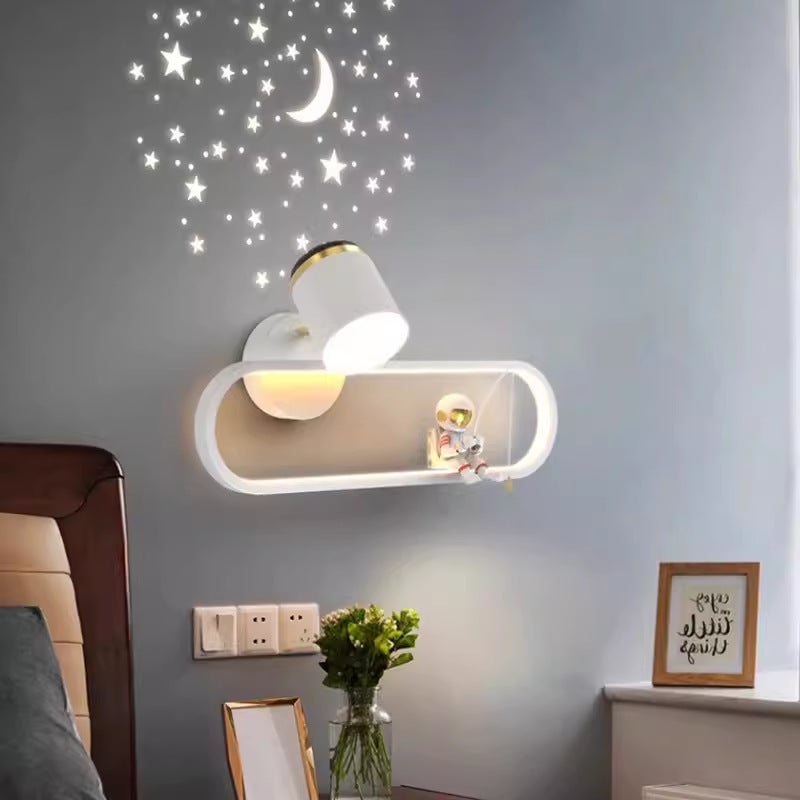 Kinkiet w stylu boho z kutego żelaza i aluminium, ze zintegrowanym źródłem światła LED, lampka nocna do sypialni (biały)