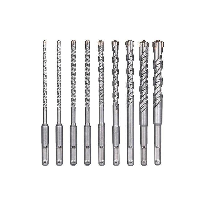 Wiertło do betonu, 9 wierteł do płytek (od 5 mm do 16 x 160 mm), wiertło udarowe SDS-Plus (do wiercenia udarowego)