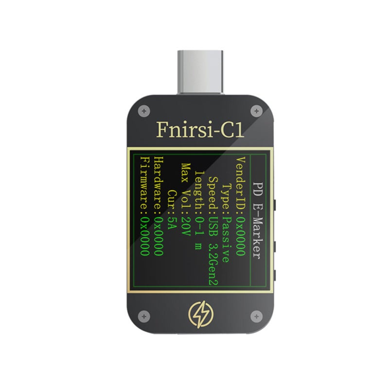 Inteligentny przenośny woltomierz i amperomierz USB-C1 z 1,3-calowym kolorowym ekranem TFT i podwójnym protokołem szybkiego ładowania typu C