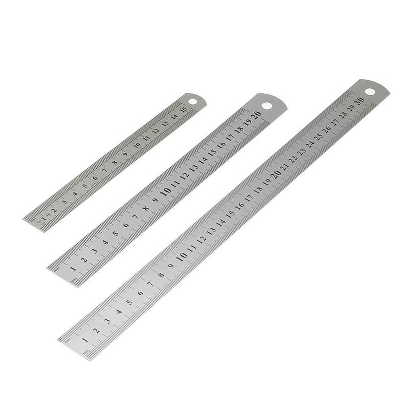 Zestaw linijek mierniczych ze stali nierdzewnej, 3-częściowy zestaw metalowych linijek, w tym linijka 12/8/6 cala