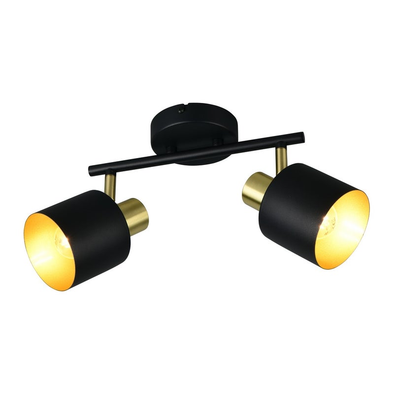 Reflektor cylindryczne klosze EVA czarno-złoty 2xE14x10W metal wym:19x36,5x10cm IP20 Trio