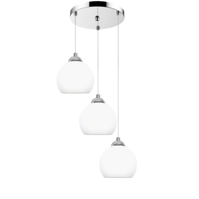 Lampa wisząca sufitowa chrom do salonu OLEX białe kule 3xE27 Edylit