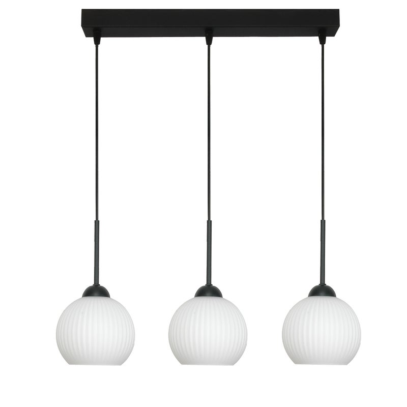 Lampa wisząca 3 punktowa czarna E27 FIONA do jadalni białe kule Edylit
