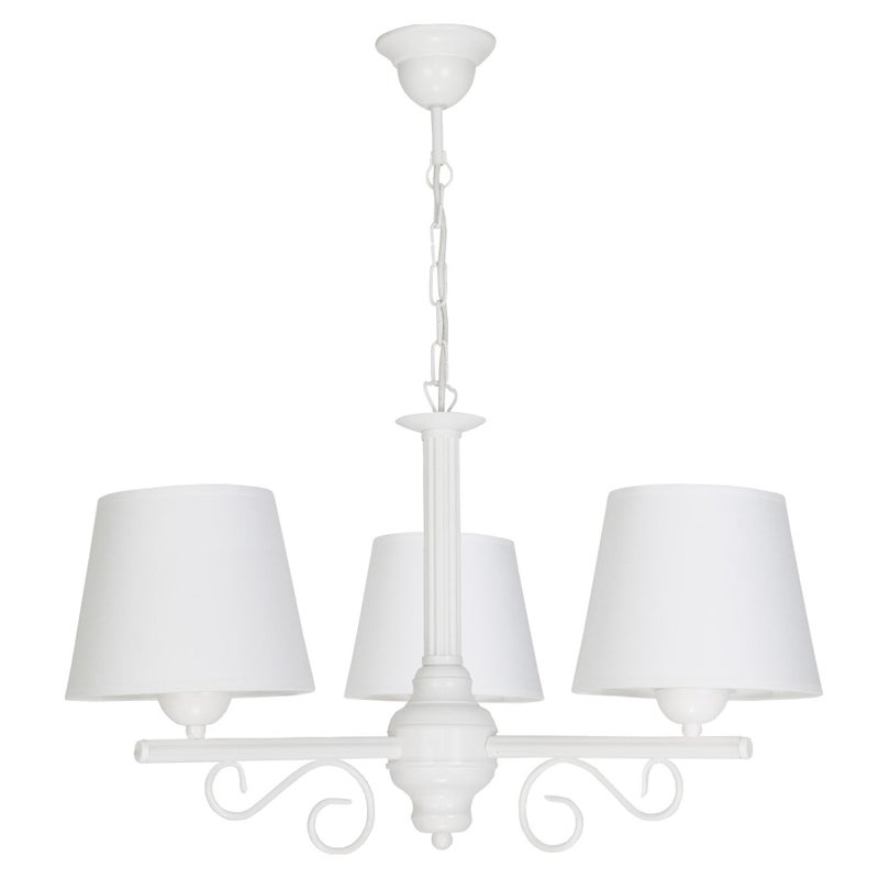 Żyrandol biały retro do sypialni 3xE27 NOMADA 50x65cm Edylit