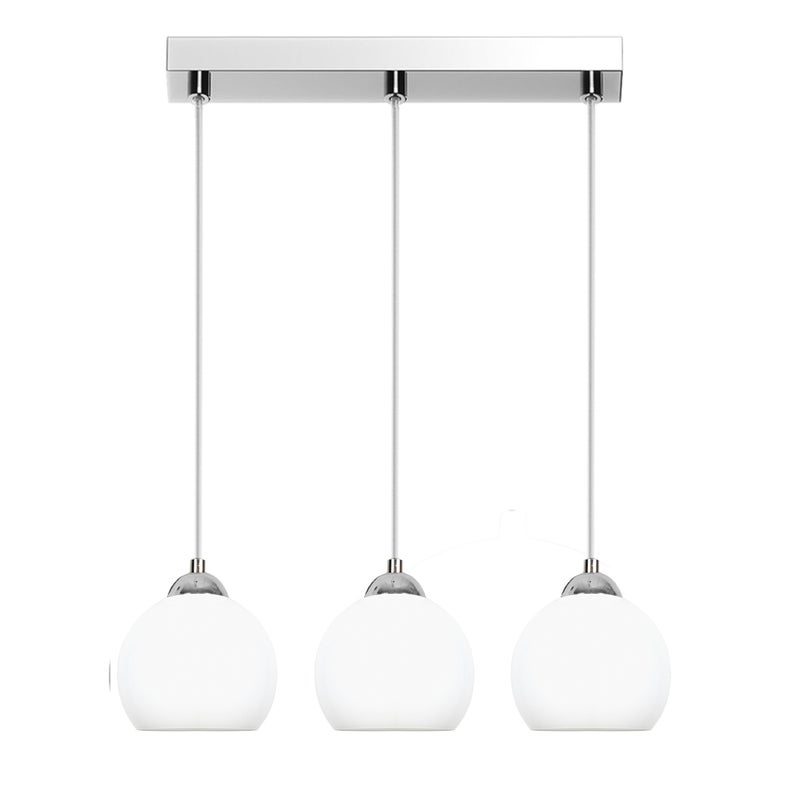 Lampa wisząca chromowana 3 punktowa MOKA SILVER do jadalni E27 białe kule Edylit