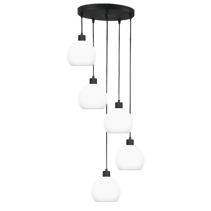 Lampa wisząca czarna do salonu industrialna loft KOZUB białe kule 5xE27 Edylit