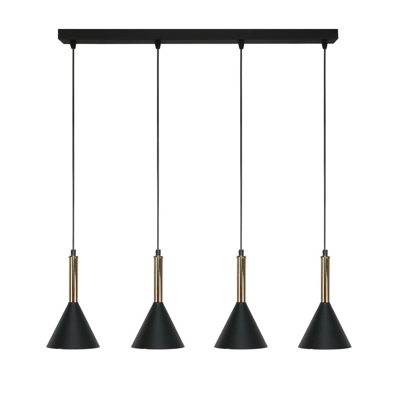 Lampa wisząca czarno złota SONIK MINI 4 punktowa industrialna do jadalni E27 Edylit