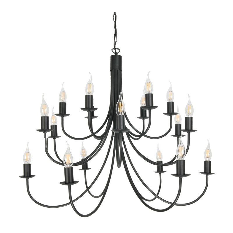 Lampa wisząca sufitowa czarna do salonu 18xE14 LUMEN NEGRO industrialna loft Edylit