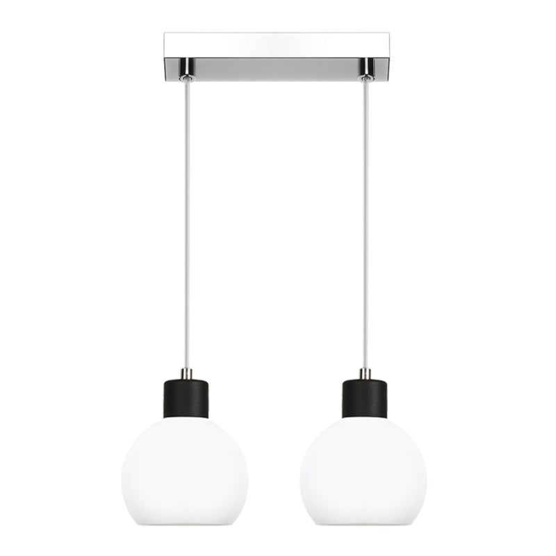 Lampa wisząca chrom czarna 2 punktowa MOKA do jadalni E27 białe kule Edylit