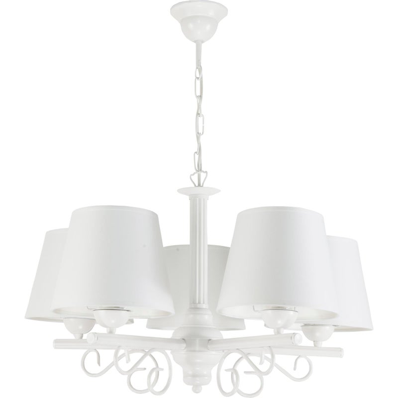 Żyrandol biały retro do sypialni 5xE27 NOMADA vintage 55x65cm Edylit
