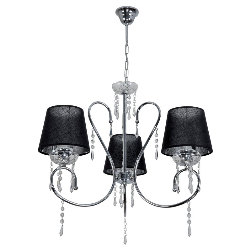 Żyrandol chromowany kryształowy do jadalni NOLA NEGRO 3xE27 60x70cm Edylit