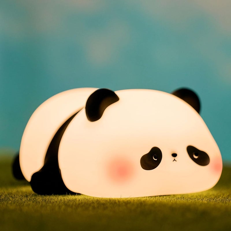 Urocza lampka nocna panda lampka dla dzieci z miękkiego silikonu lampka nocna do pokoju dziecięcego ściemnialna timerem urocze prezenty dla chłopców