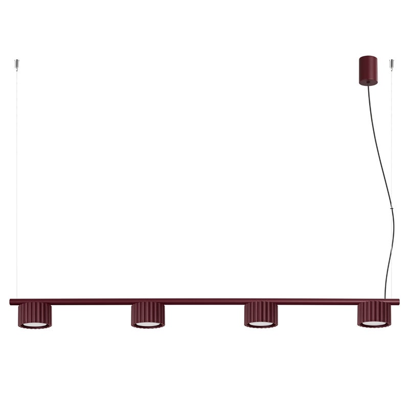 Lampa wisząca nowoczesna burgundowa ryflowane spoty na sticku 4xGX53 10W AURA Sollux Lighting