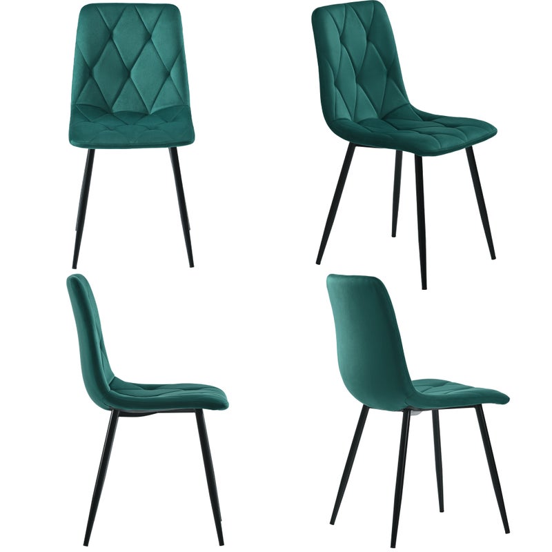 Krzesło do jadalni (4 szt.), ciemnozielony, zestaw 4 krzeseł tapicerowanych, krzesło designerskie, krzesło do jadalni z aksamitu diagonalnego