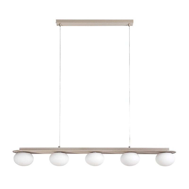 Lampa wisząca liniowa 5-punktowa G9 Listwa Ryflowana Kule Szkło Szary Beżowy Metal Współczesny IP20 L1000mm