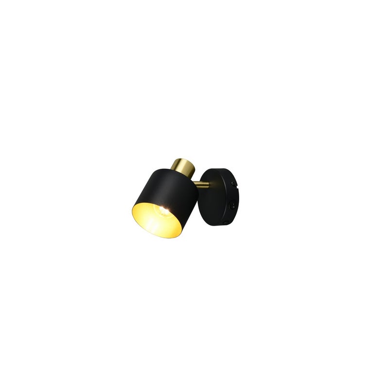Reflektor cylindryczny klosz włącznik EVA czarno-złoty 1xE14x10W metal wym:17x10x12,3cm IP20 Trio