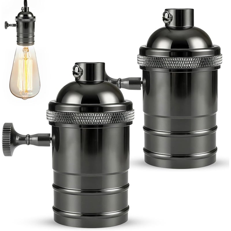 adaptery do oprawek Vintage Edison E27 z bezprzewodowym przełącznikiem żyrandolowym w stylu retro, czarne