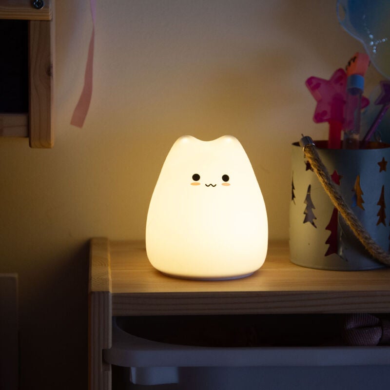 Akumulatorowa lampka nocna LED „Kot” – lampka nocna dla dzieci – delikatne i kojące światło – idealna na stolik nocny
