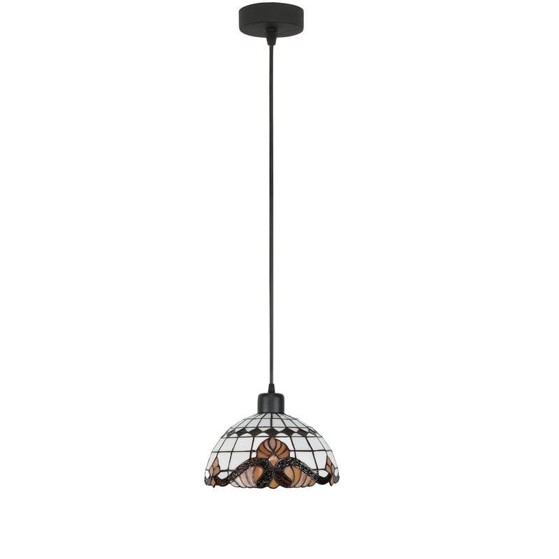 Lampa wisząca pojedyncza witrażowy klosz 25x100cm E27 WIT klasyczna Edylit