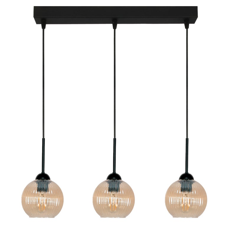Lampa wisząca 3 punktowa E27 bursztynowa do jadalni PION IP20 Edylit