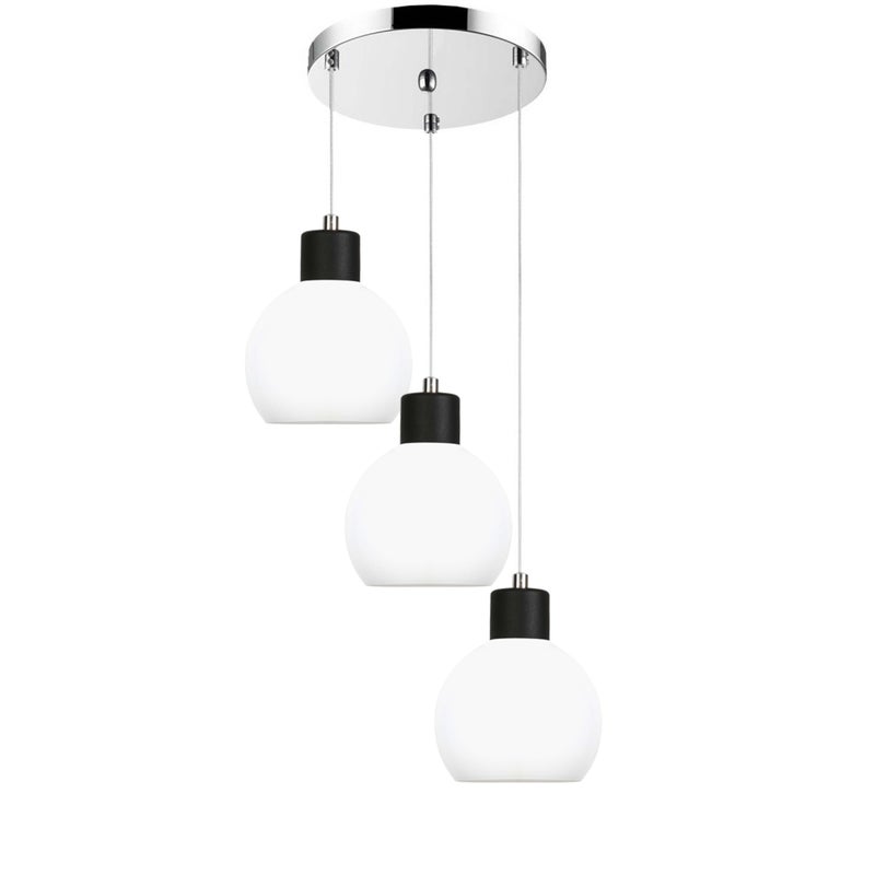 Lampa wisząca 3 punktowa chrom do salonu MOKA białe klosze E27 Edylit
