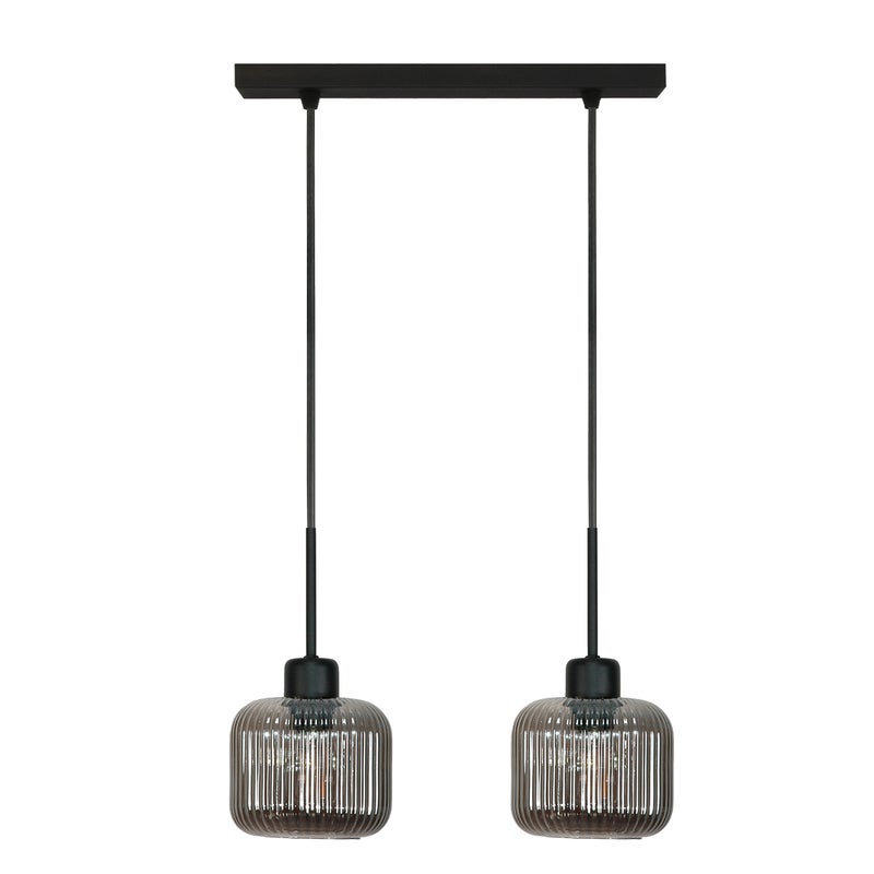 Lampa wisząca BEKA GREY E27 czarna 2 punktowa do jadalni IP20 Edylit