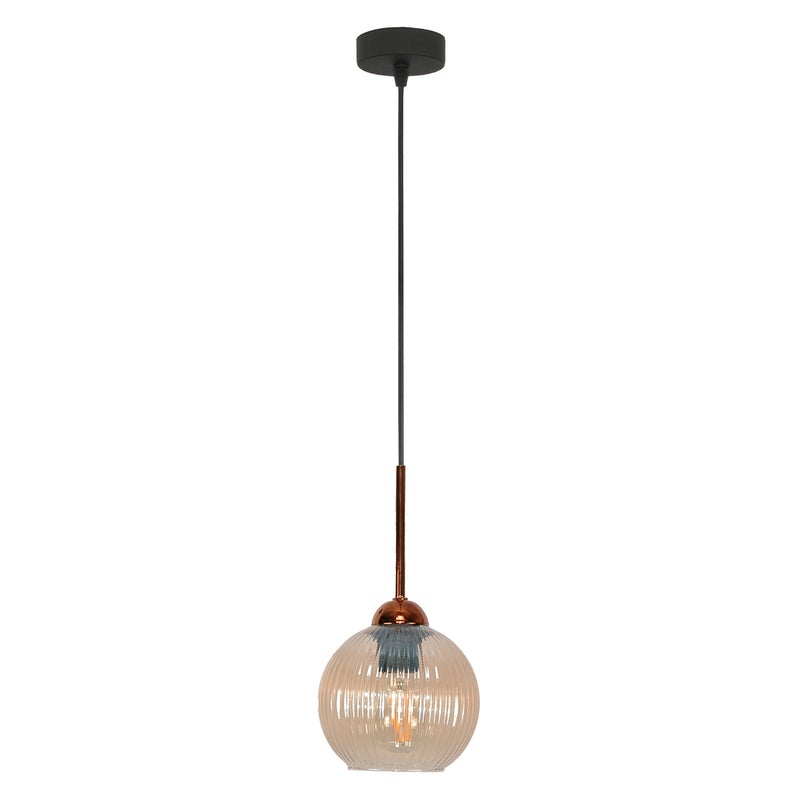 Lampa wisząca czarna pojedyncza do jadalni PION bursztynowe klosze 1xE27 Edylit
