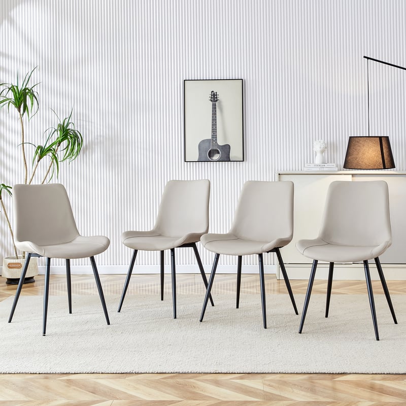 4-częściowy zestaw krzeseł do stołu do jadalni ze sztucznej skóry: nowoczesny design z szerokim siedziskiem