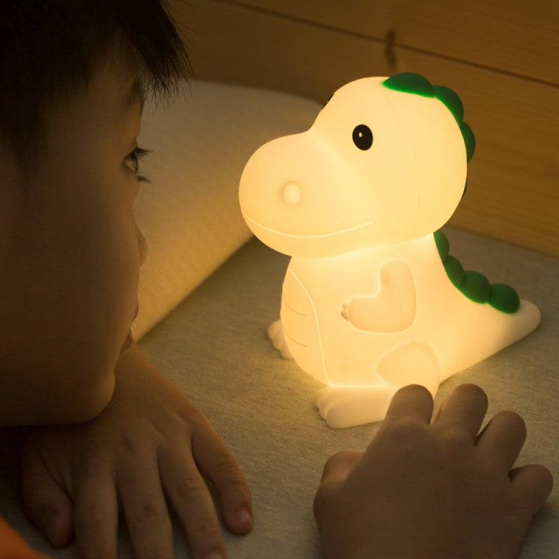Silikonowa lampka nocna LED w kształcie dinozaura, 7 kolorów, ładowanie przez USB, lampka nocna dla dzieci, prezent urodzinowy