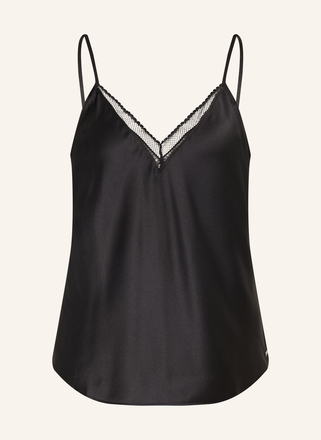 Calvin Klein Top Do Spania Signature Stretch Lace Z Satyny schwarz