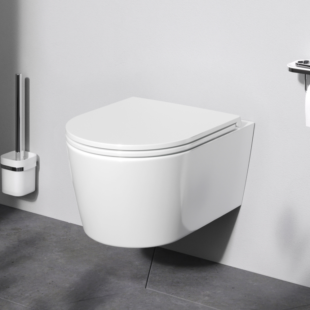 Toaleta podwieszana WC AM.PM Func CFA1700SC bezobrzeżowa, z siedziskiem Microlift, biała