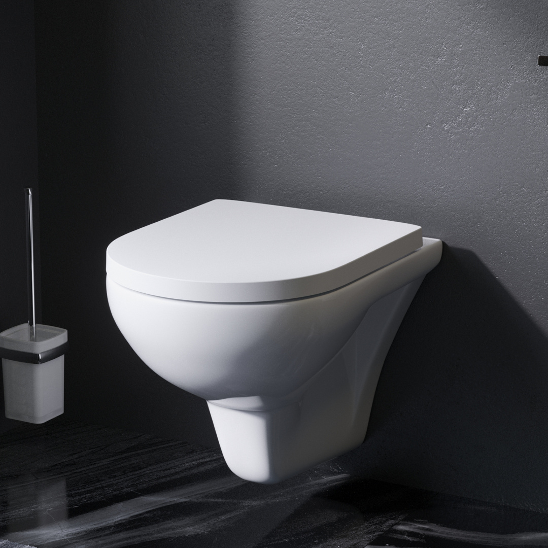 Toaleta podwieszana WC AM.PM Hit CTA1700SC bezobrzeżowa, z siedziskiem Microlift, biała