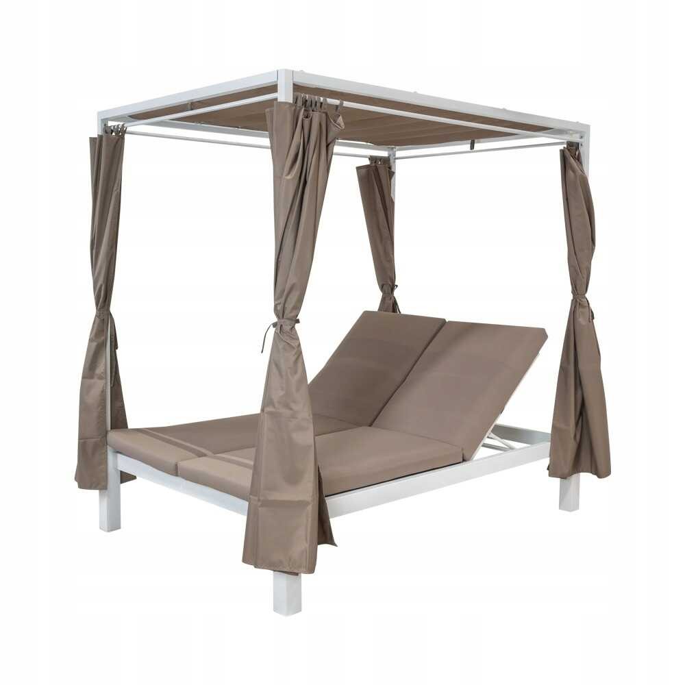 GRINDI Pergola leżak ogrodowy z zadaszeniem - Kayan I - 207x147x205 biała 961524