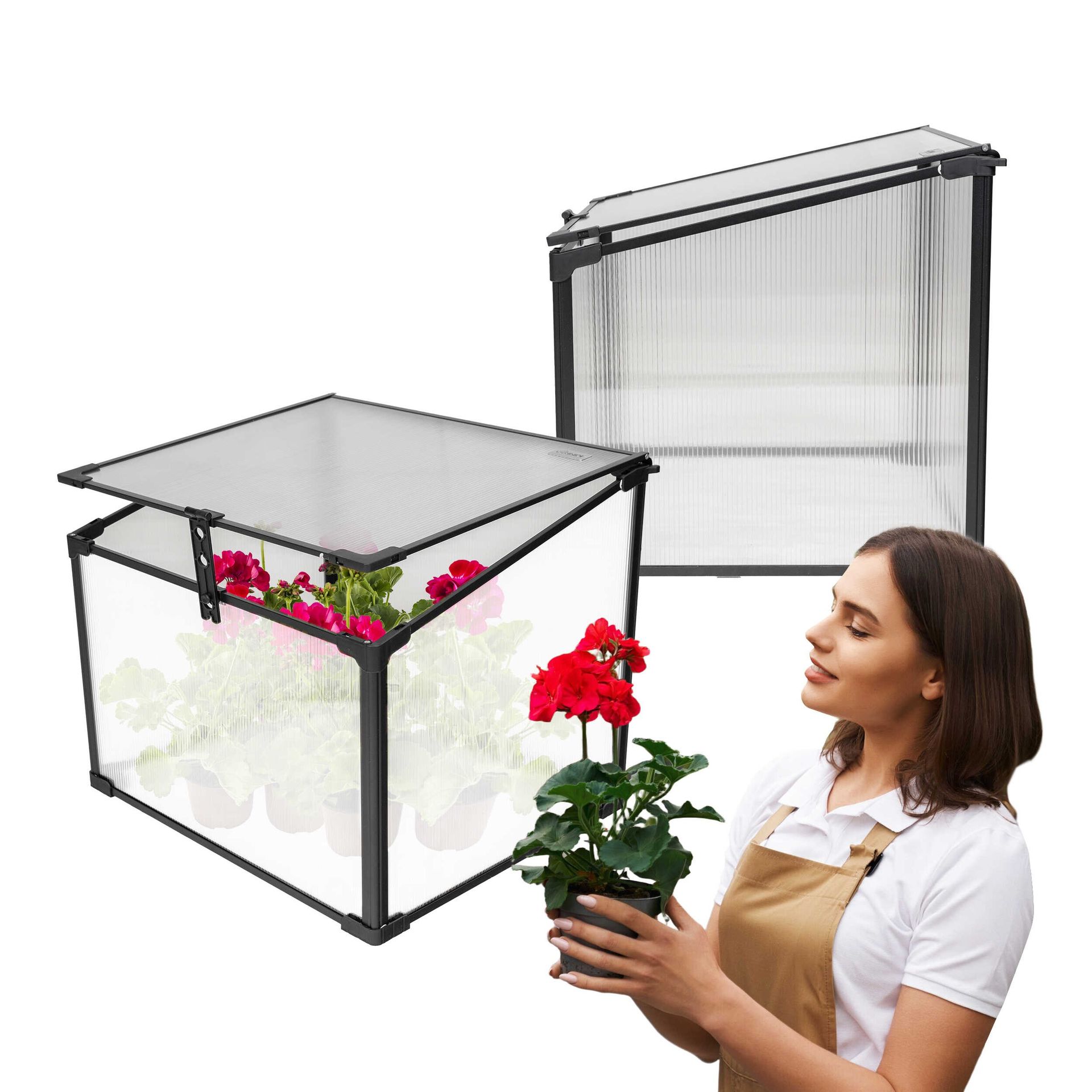 GRINDI Mini Szklarnia ogrodowa z poliwęglanu, inspekt - 60x51x51 MAGNOLIA I czarna 960154