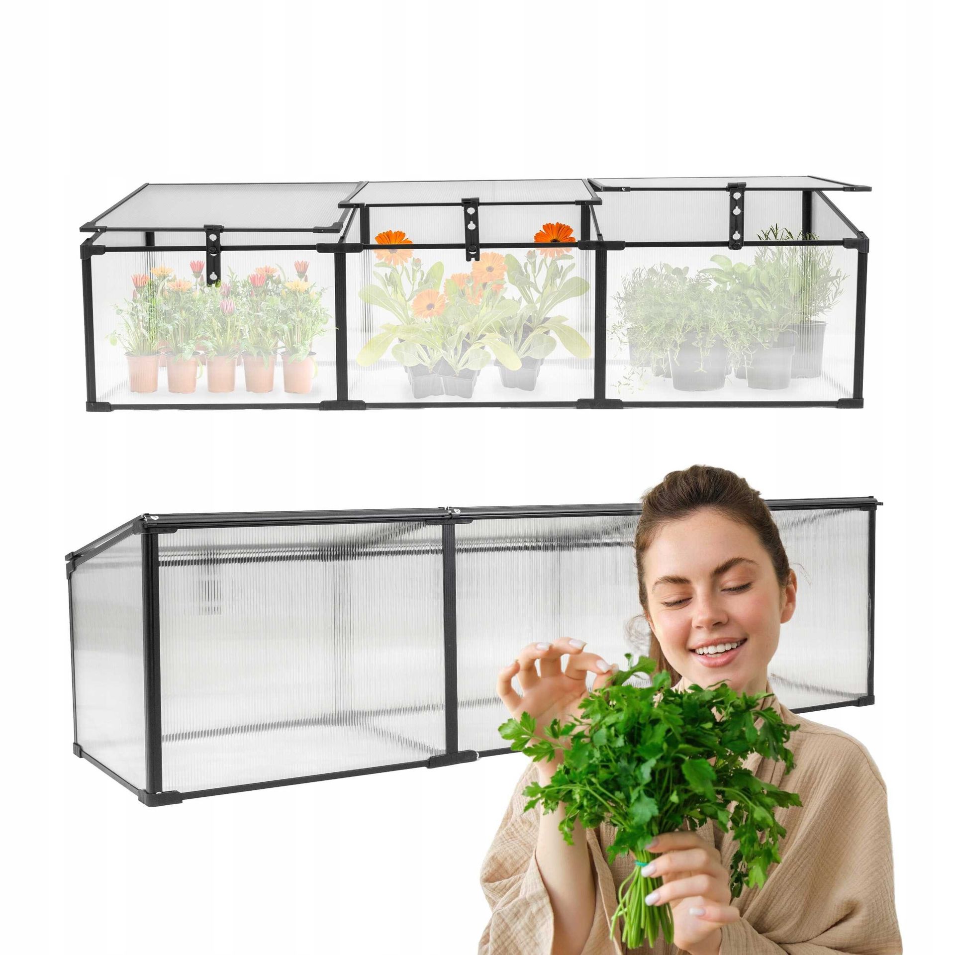GRINDI Mini Szklarnia ogrodowa z poliwęglanu, inspekt - 180x51x51 MAGNOLIA III - czarna 960155