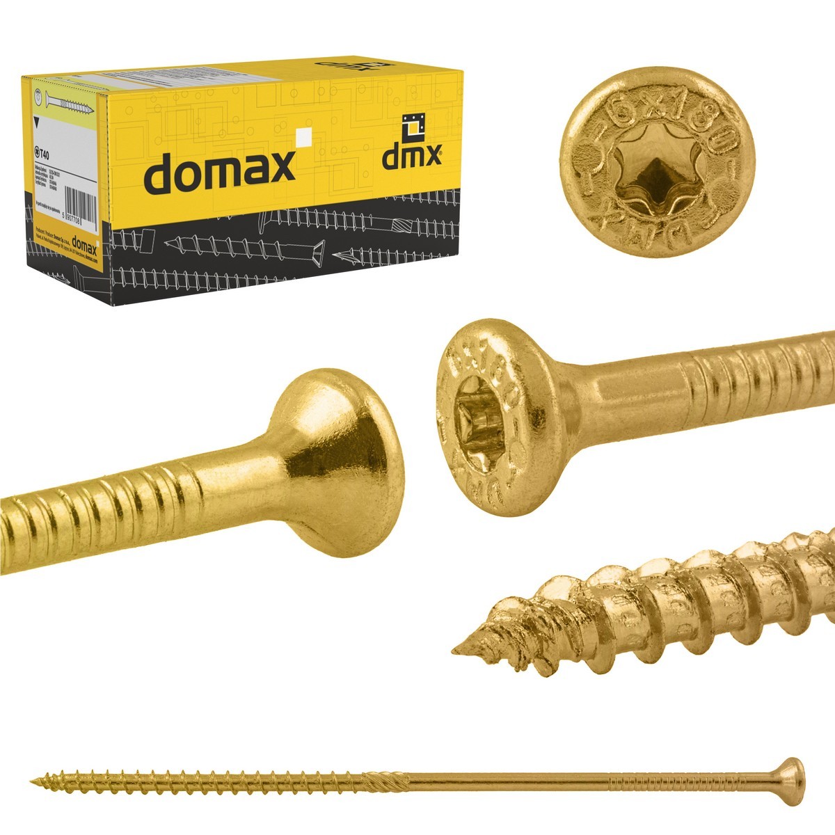 DMX Wkręty do drewna z łbem stożkowym 4,5 mm - CS - 200 szt 4,5x80 (200 Szt/Opak) 310208