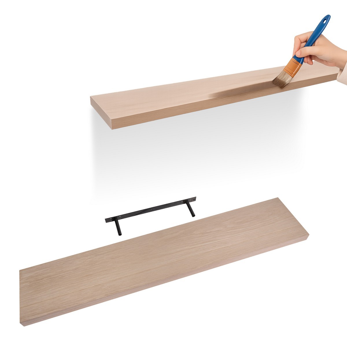Półka ścienna fornir drewniana samowisząca 118cm - Viilu Dąb naturalny fornir