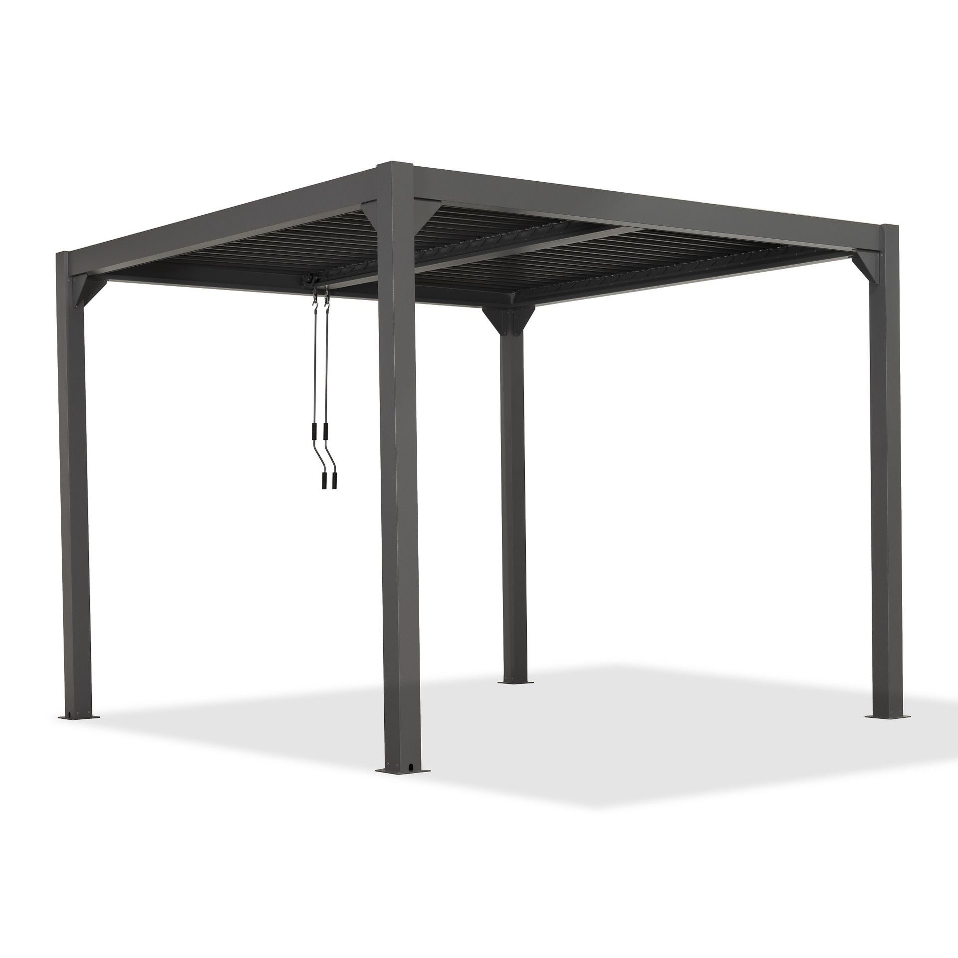 GRINDI IN THE GARDEN Pergola tarasowa, szara aluminiowa z otwieranym dachem - Kea VI 4x4m 961035