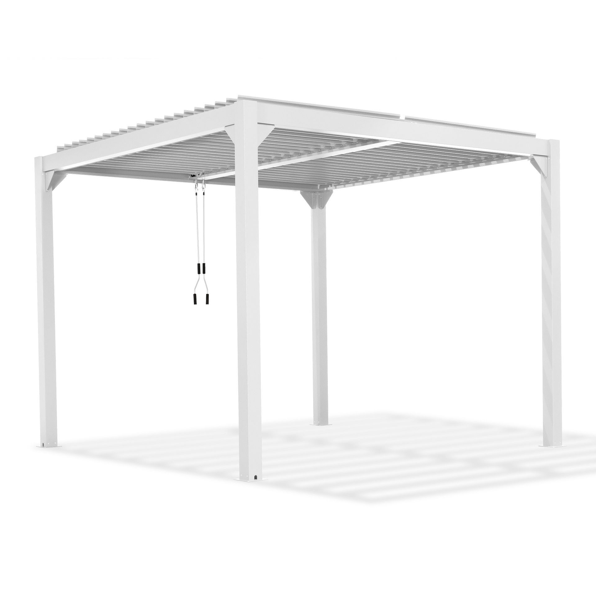 GRINDI IN THE GARDEN Pergola tarasowa, biała aluminiowa z otwieranym dachem - Kea VI 4x4m 961036