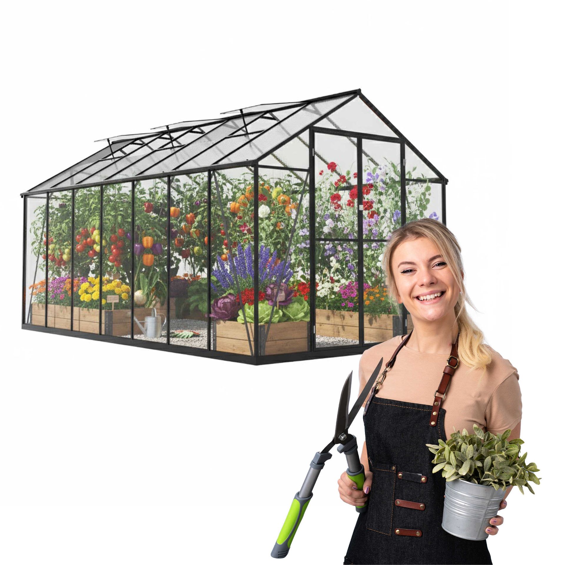 GRINDI Szklarnia ogrodowa z poliwęglanu - Verbena IV - 4,2x2,5m - czarna 960168
