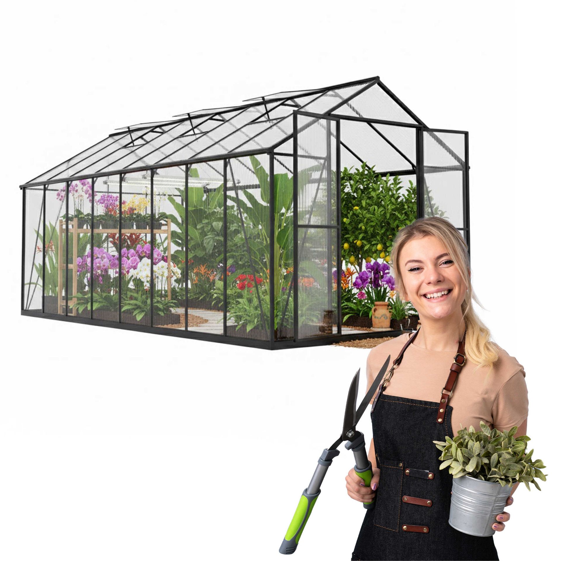 GRINDI Szklarnia ogrodowa z poliwęglanu - Verbena V - 4,8x2,5m - czarna 960169