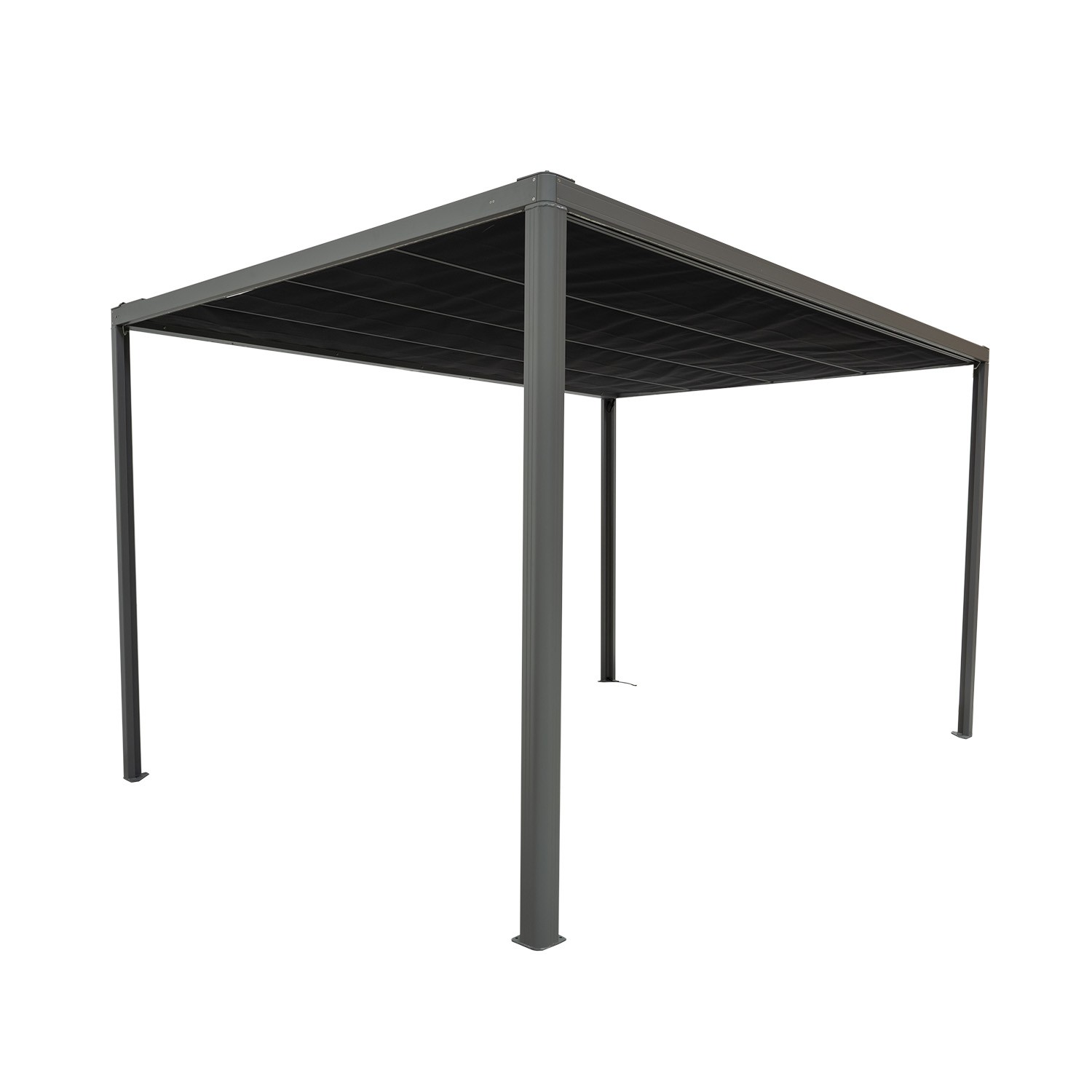 GRINDI IN THE GARDEN Pergola tarasowa, szara aluminiowa automatyczny dach + LED - Paros I 3x4m 961042
